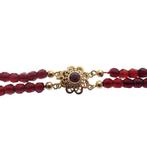 Vintage glaskralen collier met gouden slot (Ketting), Ophalen of Verzenden, Gebruikt, Overige kleuren, Goud