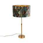 Tafellamp brons met velours lampenkap blad dessin met gouden, Huis en Inrichting, Lampen | Tafellampen, Nieuw, Klassiek / Antiek