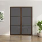 Dubbele stalen taatsdeur - 3 Vlaks - Brons - Rook glas, Minder dan 80 cm, Overige typen, Nieuw, Metaal