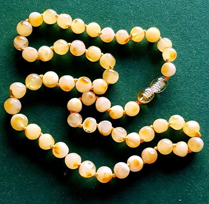 Amber Halsketting - Vintage echte Baltische amber, Verzamelen, Mineralen en Fossielen