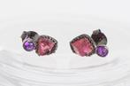 925 zilver - turmalijn - amethist - Oorbellen, Verzamelen, Mineralen en Fossielen