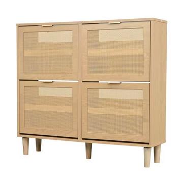 Nieuw: Rotan Houten Schoenenkast met 4 Lades Eikenhoutlook