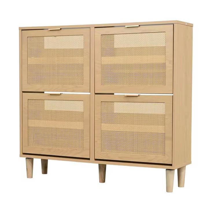 Nieuw: Rotan Houten Schoenenkast met 4 Lades Eikenhoutlook, Huis en Inrichting, Kasten | Schoenenkasten, Nieuw, Verzenden