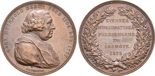 Brons medaille 1875 Schweden: Oskar Ii, 1872-1905:, Postzegels en Munten, Penningen en Medailles, Verzenden