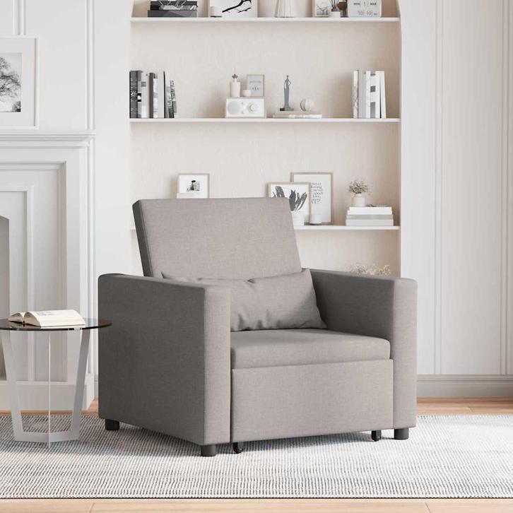 vidaXL Enkele Slaapbank met wielen Taupe 90 x 165 x 87 cm, Huis en Inrichting, Fauteuils, Nieuw, Verzenden