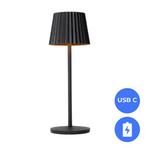 Ribbel LED Tafellamp Oplaadbaar zwart - USB-C - Dimbaar, Ophalen of Verzenden, Nieuw