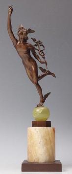 Beeldje, Mercurius - 29 cm - Brons, Onyx