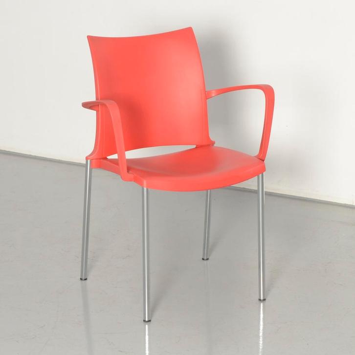 Kusch & co kantinestoel, rood, 4-poot onderstel,, Huis en Inrichting, Stoelen, Ophalen of Verzenden