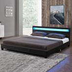 Gestoffeerd bed Paris - 140 x 200 cm - Zwart - LED Verlichti, Verzenden, Nieuw