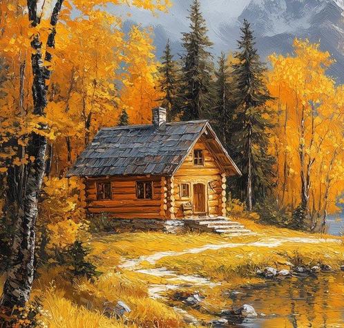 Irina Collins - Golden Cabin XL · NO Reserve, Antiek en Kunst, Kunst | Schilderijen | Modern