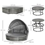 TRUUSK Rotan Zonne-eiland 4-delige Loungegroep Met Zonnedak, Tuin en Terras, Tuinsets en Loungesets, Verzenden, Nieuw