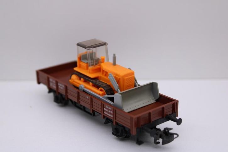 - Märklin 4424 H0 DB Lageboordwagon met bulldozer, Hobby en Vrije tijd, Modeltreinen | H0, Wisselstroom, Wagon, Zo goed als nieuw