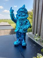 Beeld, naughty blue gnome with middle finger - 30 cm -, Antiek en Kunst