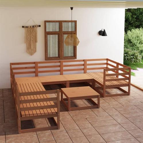 vidaXL 9-delige Loungeset massief grenenhout, Tuin en Terras, Tuinsets en Loungesets, Loungeset, Nieuw, Verzenden