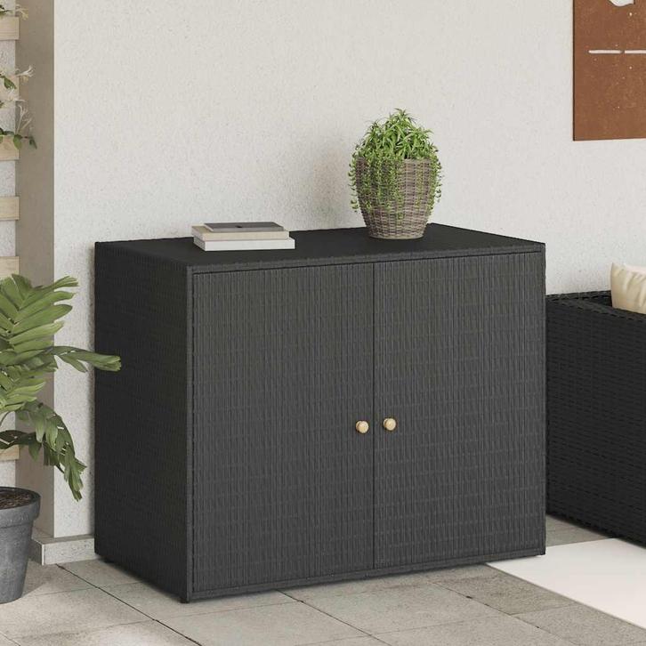 vidaXL Tuinkast Zwart 100x55,5x80 cm Poly Rattan, Huis en Inrichting, Kasten | Overige, Nieuw, Verzenden