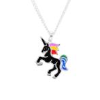 Fako Bijoux® - Ketting - Eenhoorn Regenboog Mini - Zwart, Verzenden, Nieuw