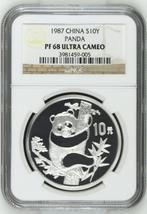 Chinese Panda 1 oz 1987 NGC PF68 UCAM gecertificeerd, Verzenden, Oost-Azië, Losse munt, Zilver