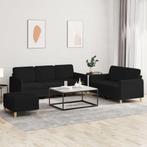 vidaXL 3-delige loungeset met kussens stof zwart, Verzenden, Nieuw, Vierpersoons of meer, Stof