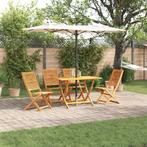 vidaXL Tuin Eetset 5 pcs Natuurlijk hout Medium Hout, Verzenden, Nieuw