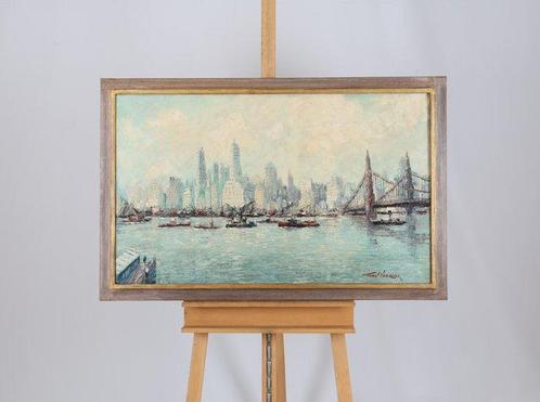 Toon Verplak (1901-1966) - Gezicht op New York, Antiek en Kunst, Kunst | Schilderijen | Klassiek