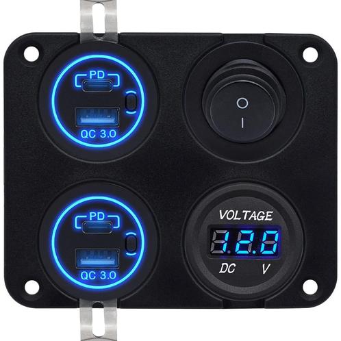 ProRide 12V USB Autolader 4 Poorten - QC3.0 - Voltmeter en, Doe-het-zelf en Verbouw, Elektra en Kabels, Nieuw, Verzenden