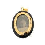 Vintage gouden medaillon hanger met onyx (vintage hanger), Ophalen of Verzenden, Gebruikt, Goud, Overige merken