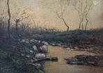 Edoardo Togni (1884-1962) - Tramonto sul ruscello, Antiek en Kunst