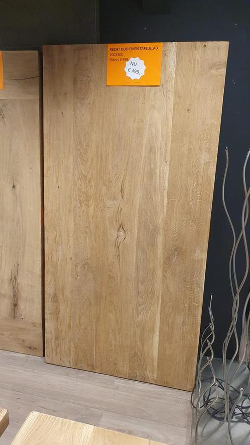 Recht oud eiken tafelblad 200x100x4,5cm, Huis en Inrichting, Tafels | Eettafels, Nieuw, Ophalen