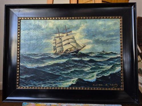 E. Schultz (XIX-XX) - Segelschiff auf hoher See, Antiek en Kunst, Kunst | Schilderijen | Klassiek