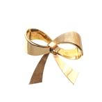 Gouden broche als strik (vintage, strikje, fantasie broche), Ophalen of Verzenden, Gebruikt, Overige kleuren, Goud