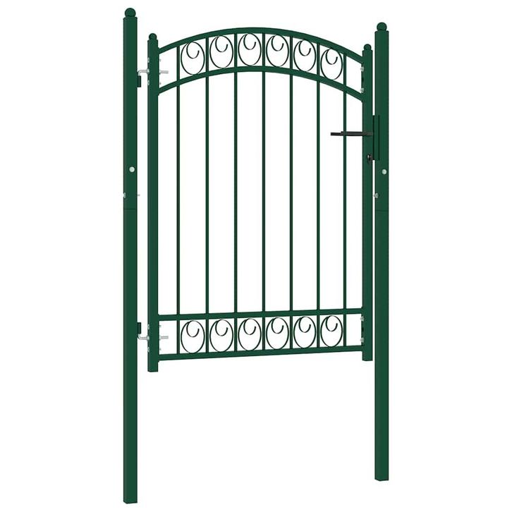 vidaXL Poort met gebogen bovenkant 100x125 cm staal groen, Tuin en Terras, Tuinpoorten, Nieuw, Verzenden