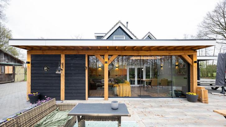 Douglas plat dak met schuur 1000x400cm Brouwenshaven, Tuin en Terras, Overkappingen, Ophalen of Verzenden