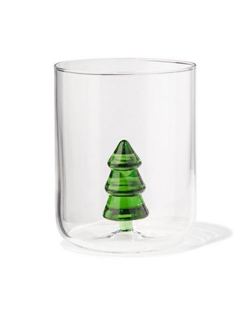 HEMA Waterglas 380ml met figuurtje kerstboom beschikbaar voor biedingen