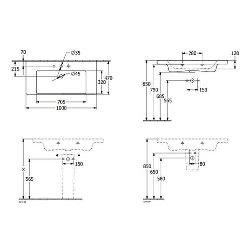 Wastafel Villeroy & Boch Subway 3.0 100x47x16.5cm Wit Alpin, Doe-het-zelf en Verbouw, Sanitair, Ophalen of Verzenden