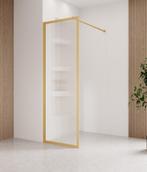 Douchewand Georgia 60 x 200 cm Goud – Geribbeld Glas 8 mm, Doe-het-zelf en Verbouw, Sanitair, Verzenden, Nieuw, Douche