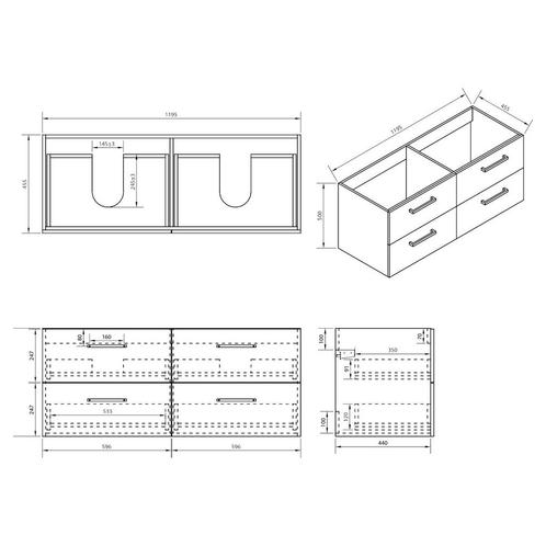 Onderkast Differnz Hilde120x50x45.5 cm Hoogglans Wit, Huis en Inrichting, Badkamer | Badkamermeubels, Ophalen of Verzenden