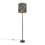 Moderne vloerlamp zwart stoffen kap zebra 40 cm - Simplo, Nieuw, Overige materialen, Modern, 150 tot 200 cm