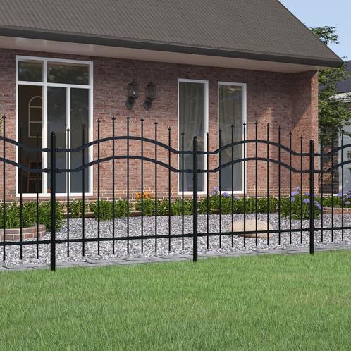 vidaXL Tuinhek met spijlpunten 140 cm gepoedercoat staal, Tuin en Terras, Schuttingen, Nieuw, IJzer, Verzenden