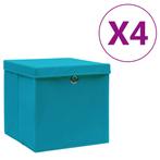 vidaXL Opbergboxen met deksel 4 st 28x28x28 cm babyblauw, Nieuw, Verzenden