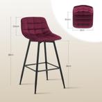 WOLTU  Barkrukken - Barstoelen - Set van 2 - Fluweel - Wijn, Verzenden, Nieuw