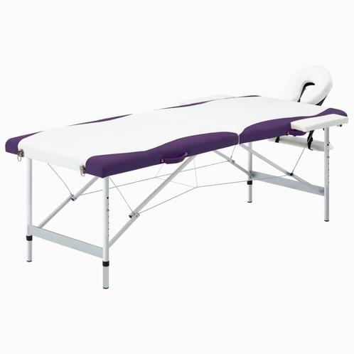 vidaXL Massagetafel inklapbaar 2 zones aluminium wit en, Sport en Fitness, Massageproducten, Nieuw, Verzenden