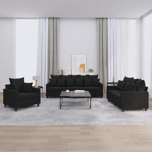 vidaXL 3-delige Loungeset met kussens fluweel zwart, Huis en Inrichting, Banken | Bankstellen, Nieuw, 150 tot 200 cm, Stof, Vierpersoons of meer