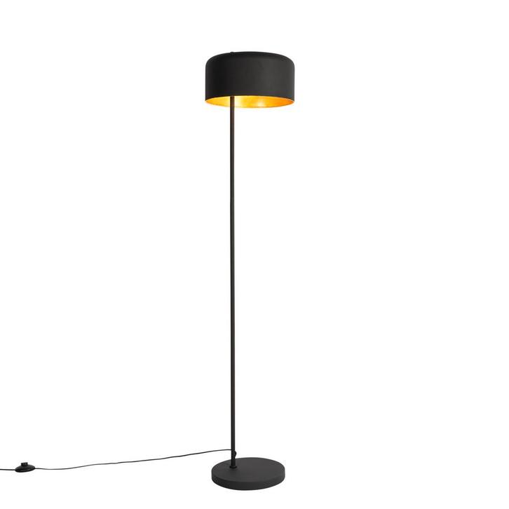 Retro vloerlamp zwart met gouden binnenkant - Jinte, Huis en Inrichting, Lampen | Vloerlampen, Nieuw, Overige materialen, 100 tot 150 cm