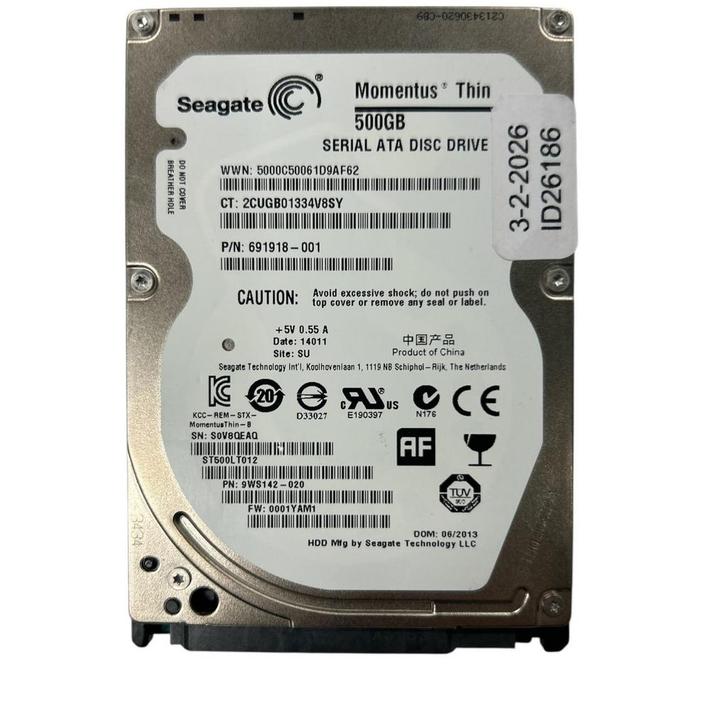 Refurbished | Seagate Momentus Thin 500GB 2.5 SATA | Int..., Computers en Software, Harde schijven, Intern, Desktop, SATA, Refurbished