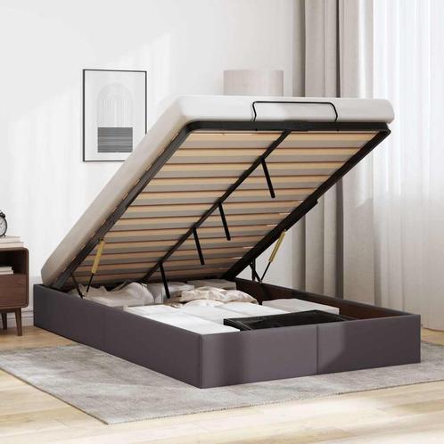 vidaXL Bedframe zonder matras 120x200 cm kunstleer grijs, Huis en Inrichting, Slaapkamer | Bedden, 120 cm, 200 cm, Grijs, Twijfelaar