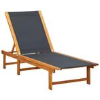 vidaXL Ligbed massief acaciahout en textileen, Tuin en Terras, Verzenden, Nieuw