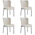 Gestoffeerde stoel Tessa - Geweven stof gebroken wit/zwart,, Huis en Inrichting, Stoelen, Verzenden, Nieuw