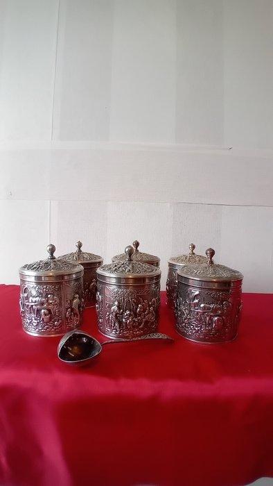 douwe egberts - Pot (6) - Verzilverd - verzilverde, Antiek en Kunst, Curiosa en Brocante