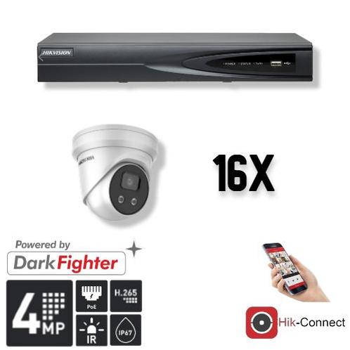 Hikvision Set 16x Turret 4MP + Recorder & Bekabeling, Audio, Tv en Foto, Videobewaking, Ophalen of Verzenden