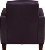 Donkerpaarse leren landelijke stoel - poot hout zwart - Tole, Huis en Inrichting, Fauteuils, Nieuw, Ophalen of Verzenden, Landelijk